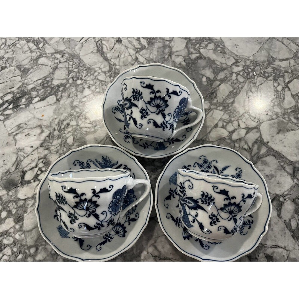 Blue Danube Tea Cup and Corresponding Plate Set of 3